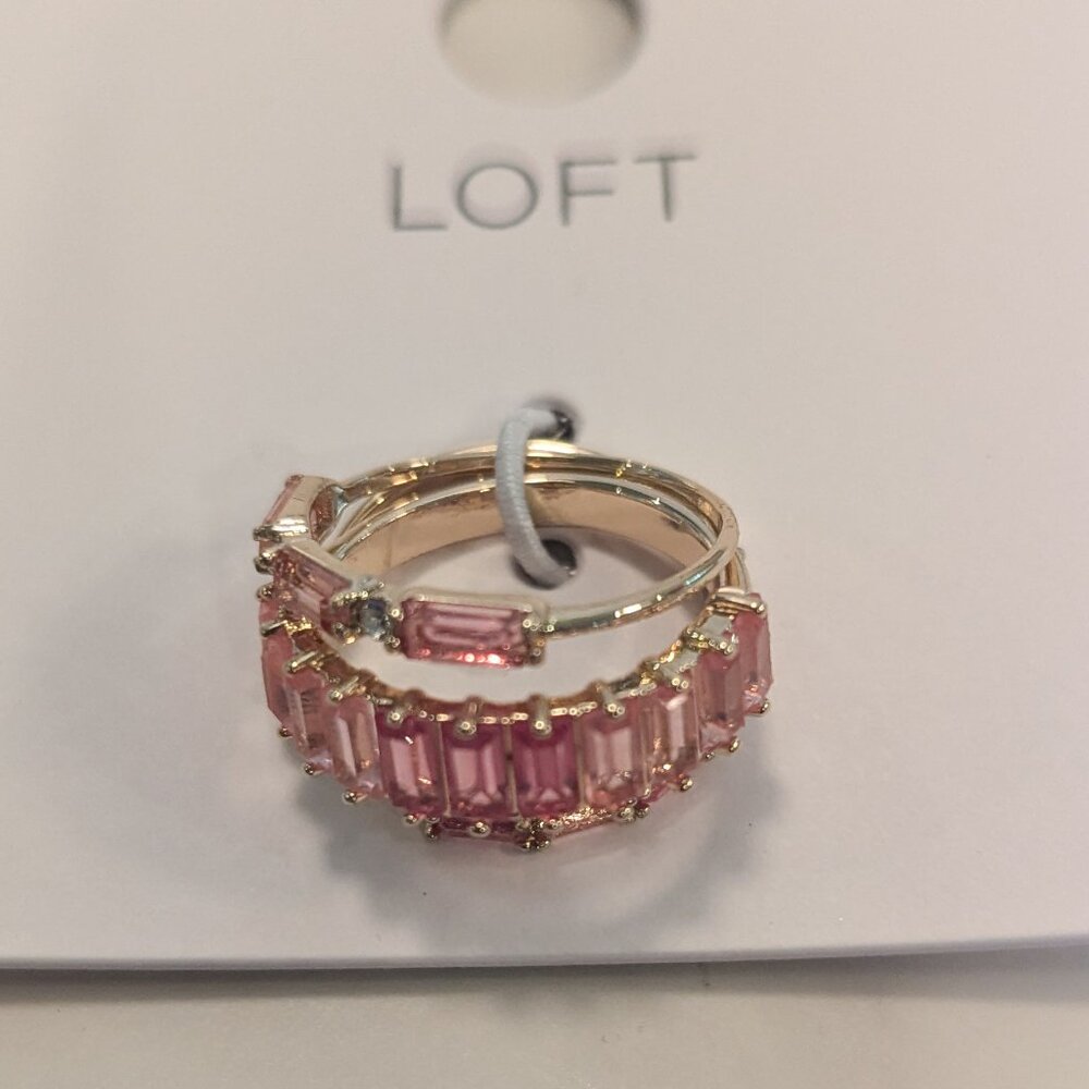 LOFT Crystal Baguette Ring Set